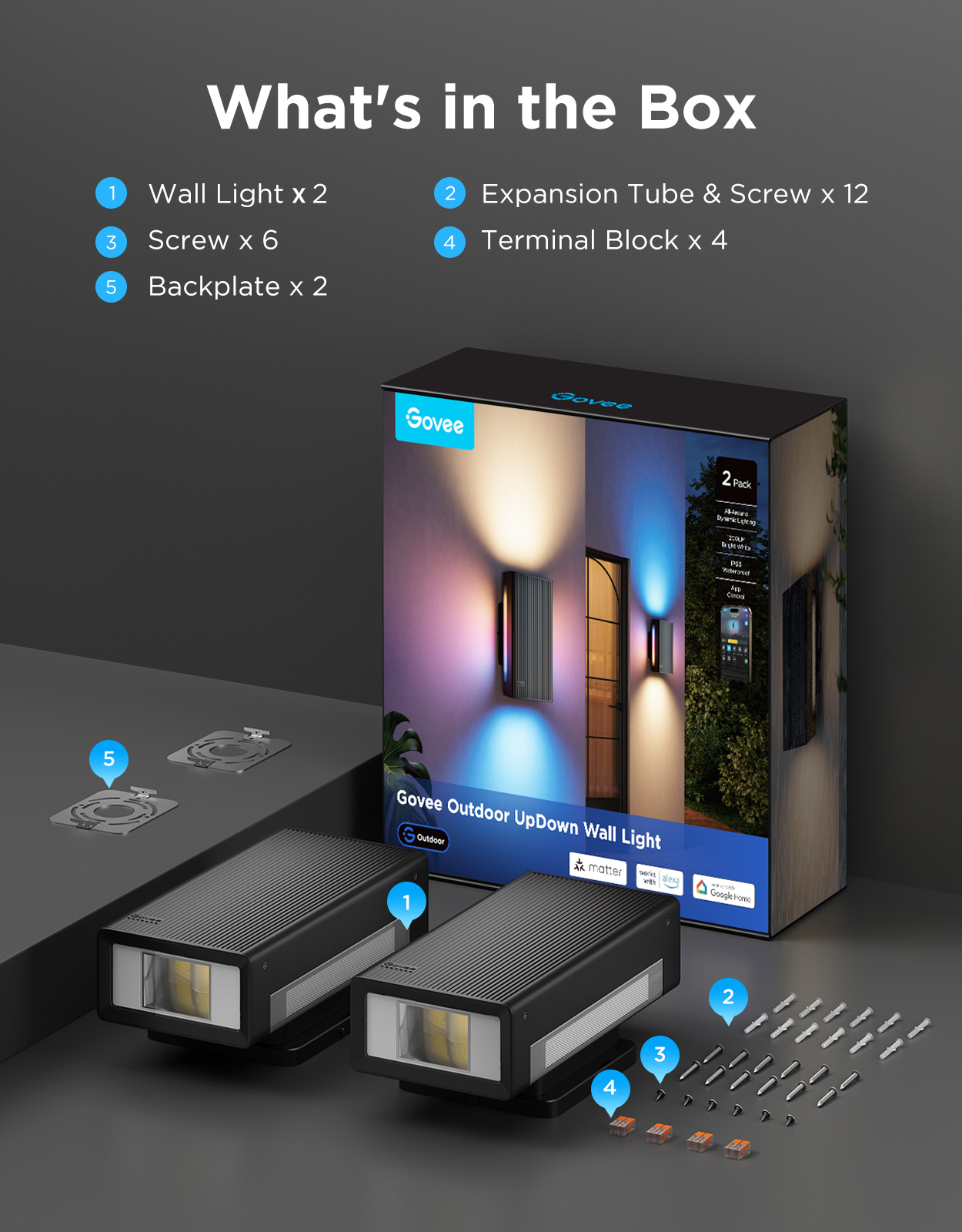 Govee UpDown Outdoor Wall Sconce | IP66 Waterproof & 1200lm - Image 8