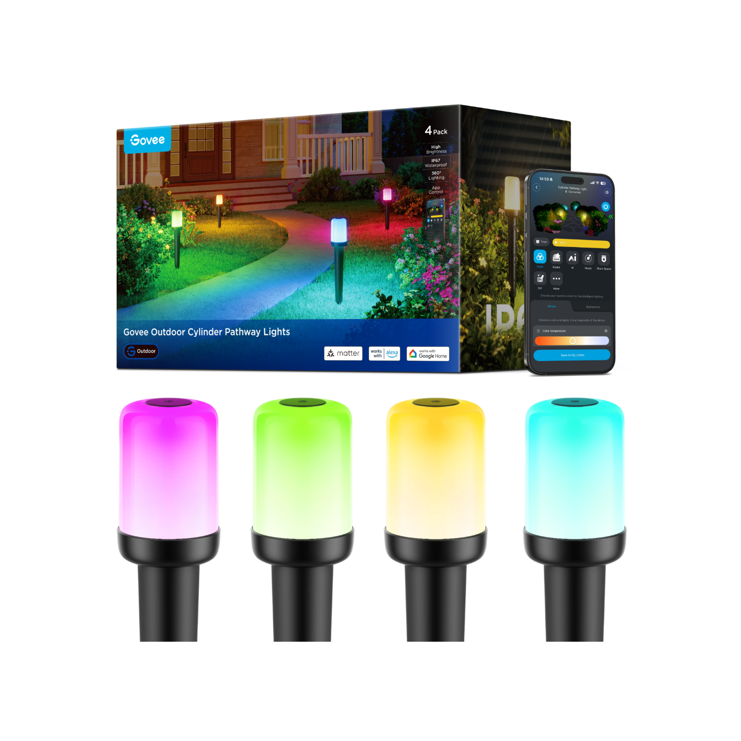 Govee Outdoor Smart Cylinder Pathway Lights - Image 11
