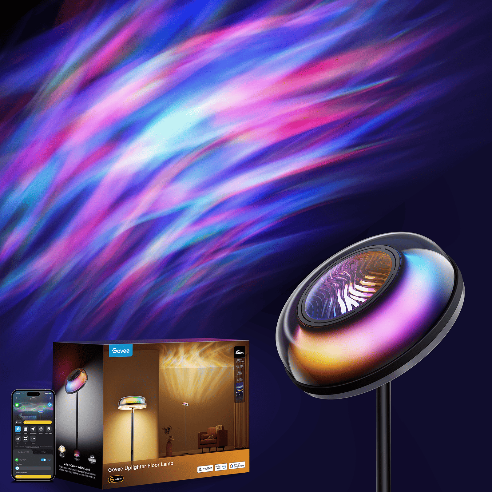 Govee Uplighter Floor Lamp: RGBIC Ripple Lighting - Image 9