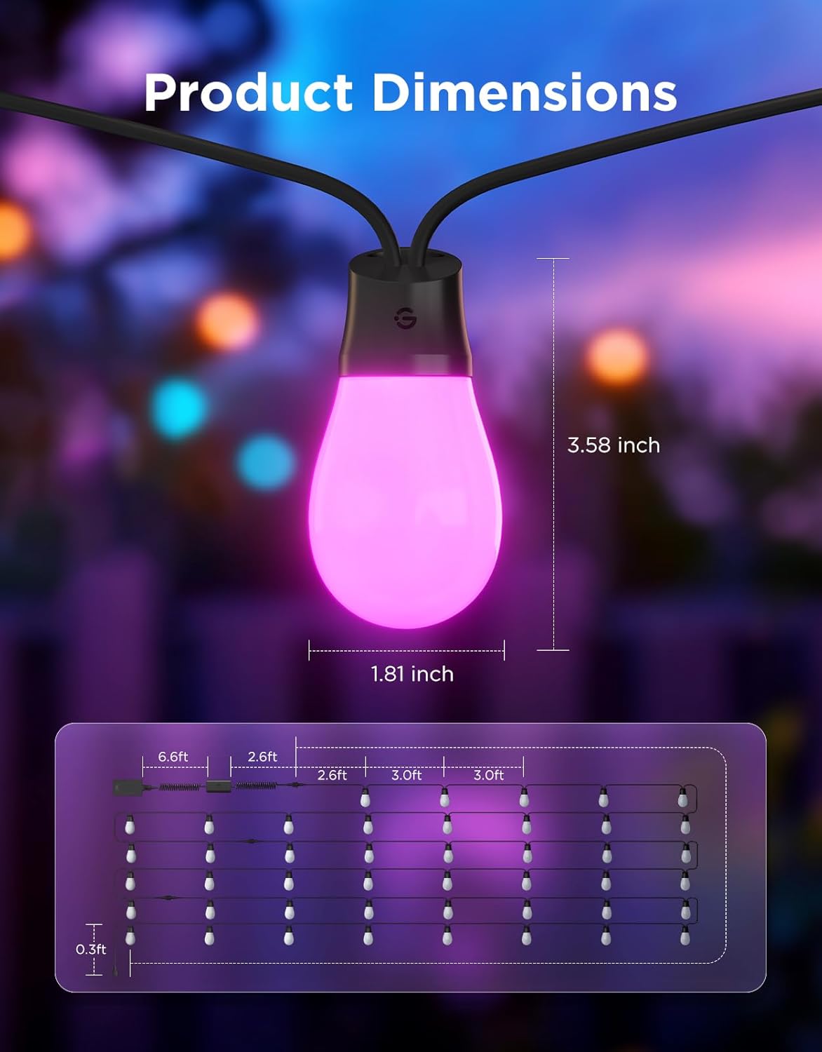Govee Outdoor S14 Bulb String Lights - IP66 Waterproof - Image 8
