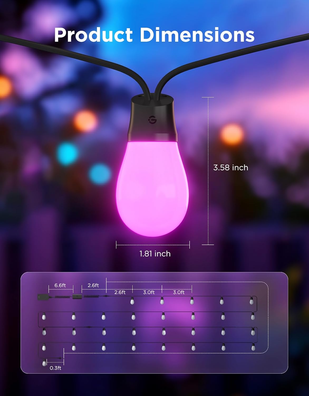 Govee Outdoor S14 Bulb String Lights - IP66 Waterproof - Image 17