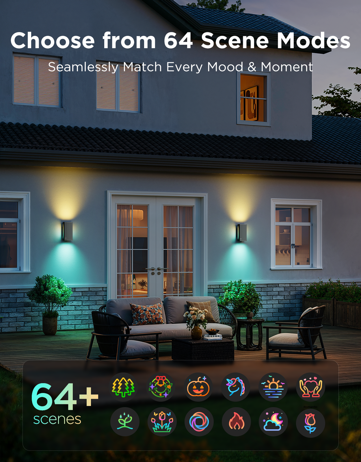 Govee UpDown Outdoor Wall Sconce | IP66 Waterproof & 1200lm - Image 12