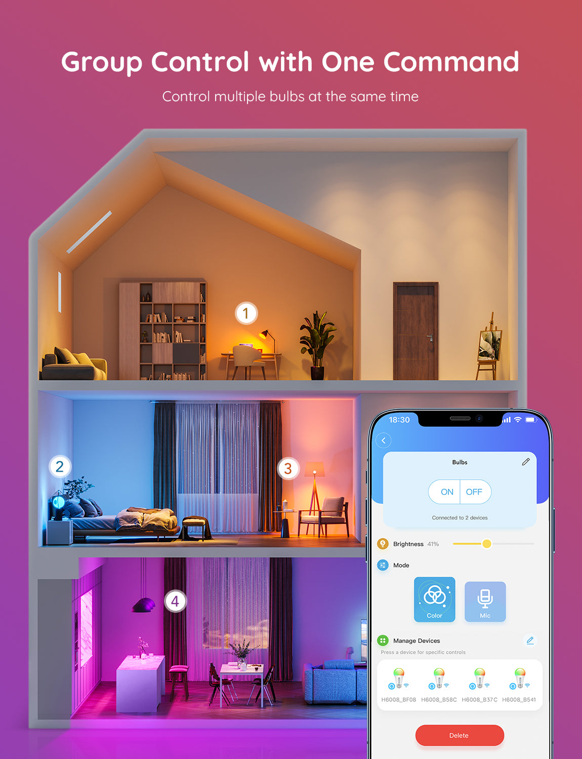 Govee Wi-Fi + Bluetooth Smart LED Bulb (2 Pack)- Govee - Image 5