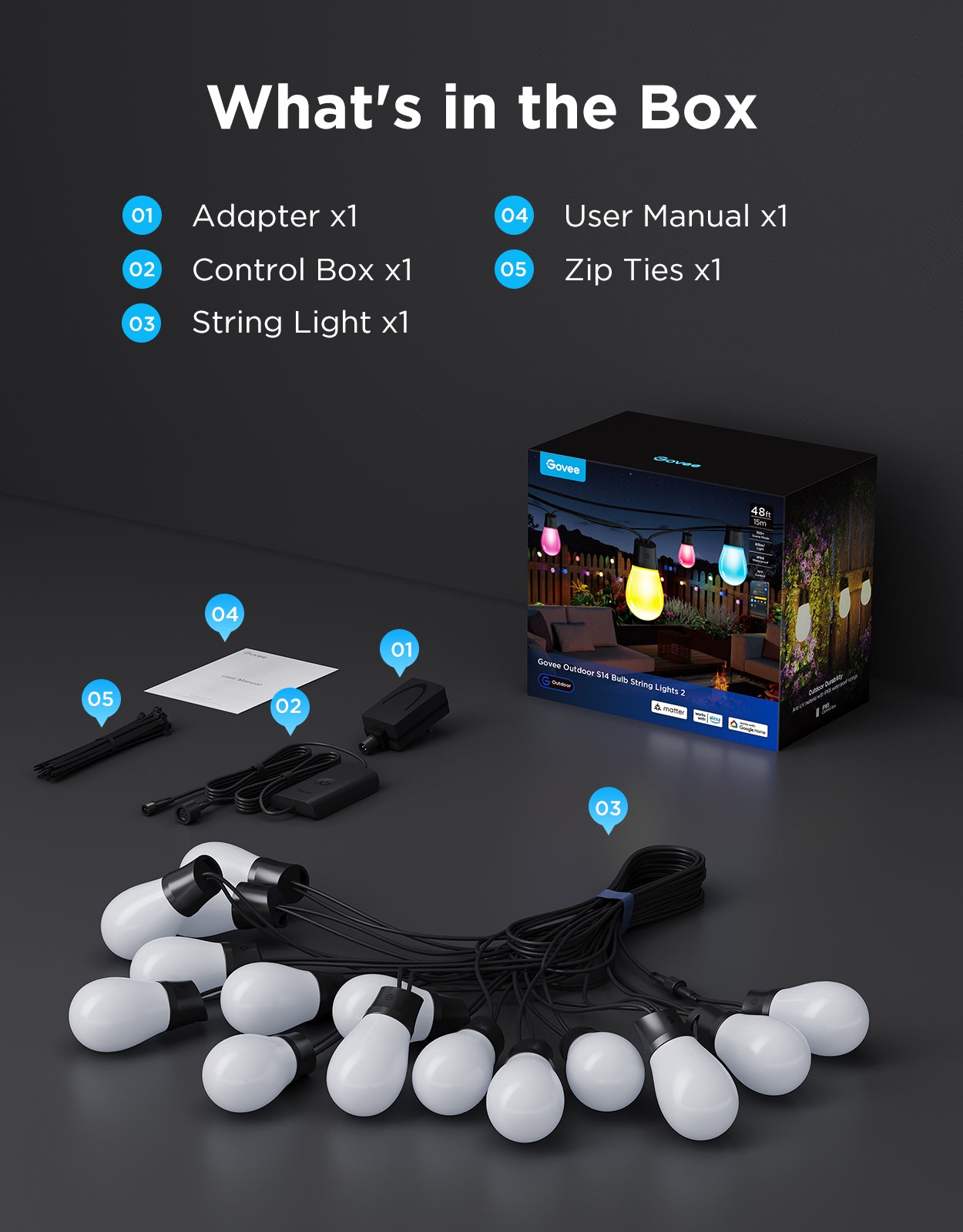 Govee Outdoor S14 Bulb String Lights - IP66 Waterproof - Image 27