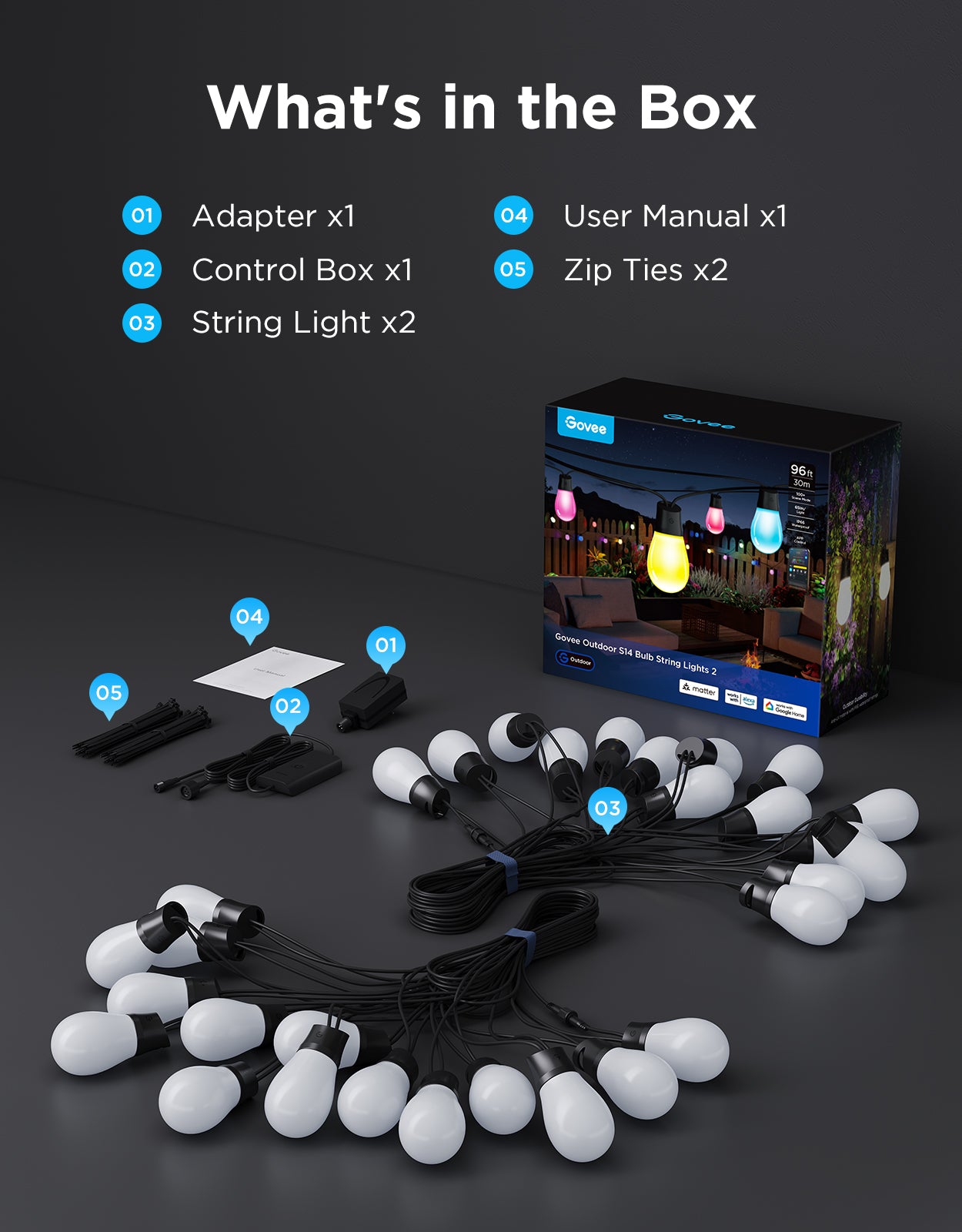 Govee Outdoor S14 Bulb String Lights - IP66 Waterproof - Image 18