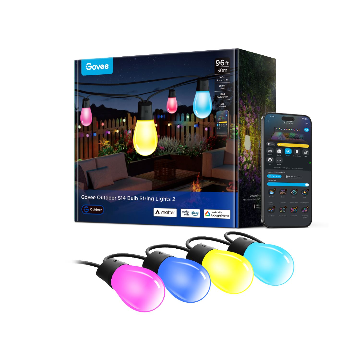 Govee Outdoor S14 Bulb String Lights - IP66 Waterproof - Image 10