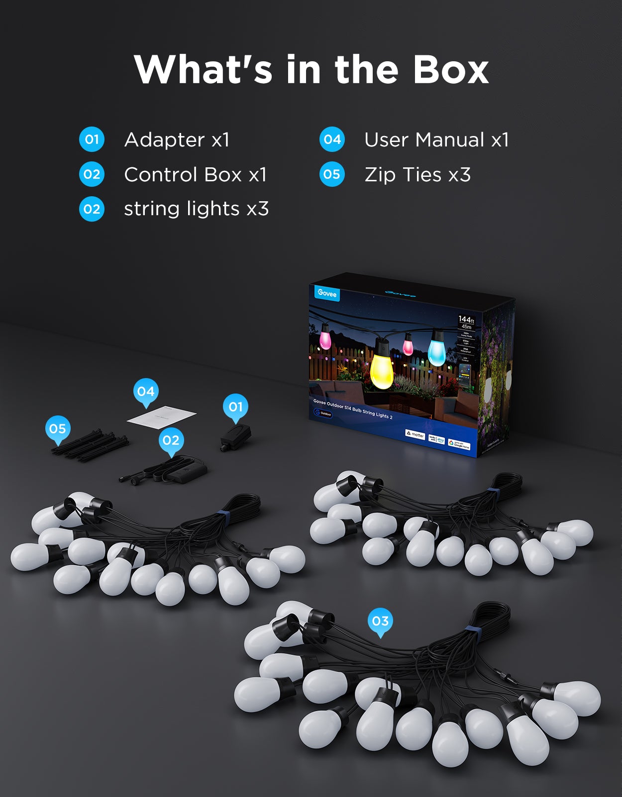 Govee Outdoor S14 Bulb String Lights - IP66 Waterproof - Image 9