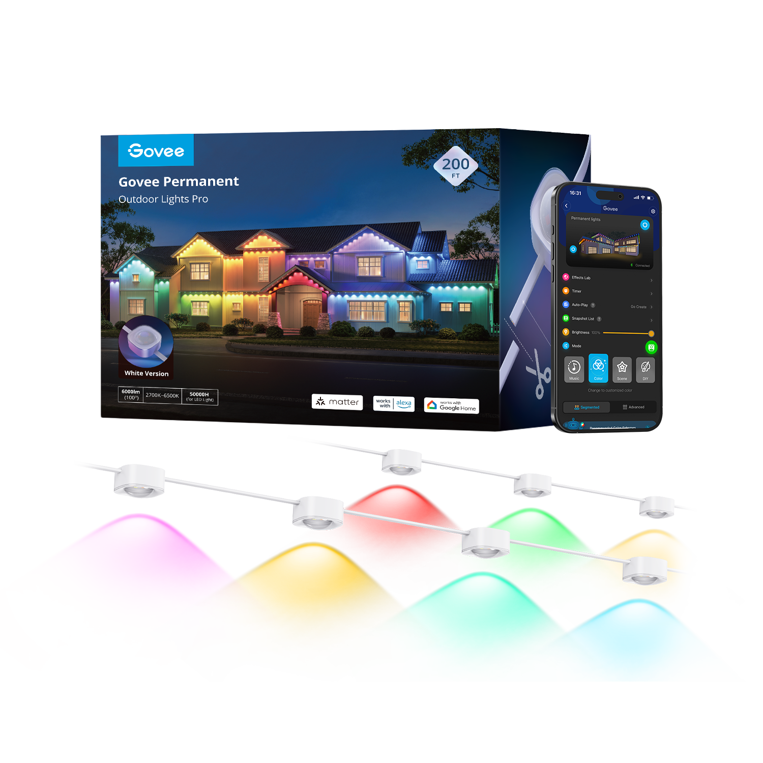 Govee Permanent Outdoor Lights Pro, 100ft with 60 Lights