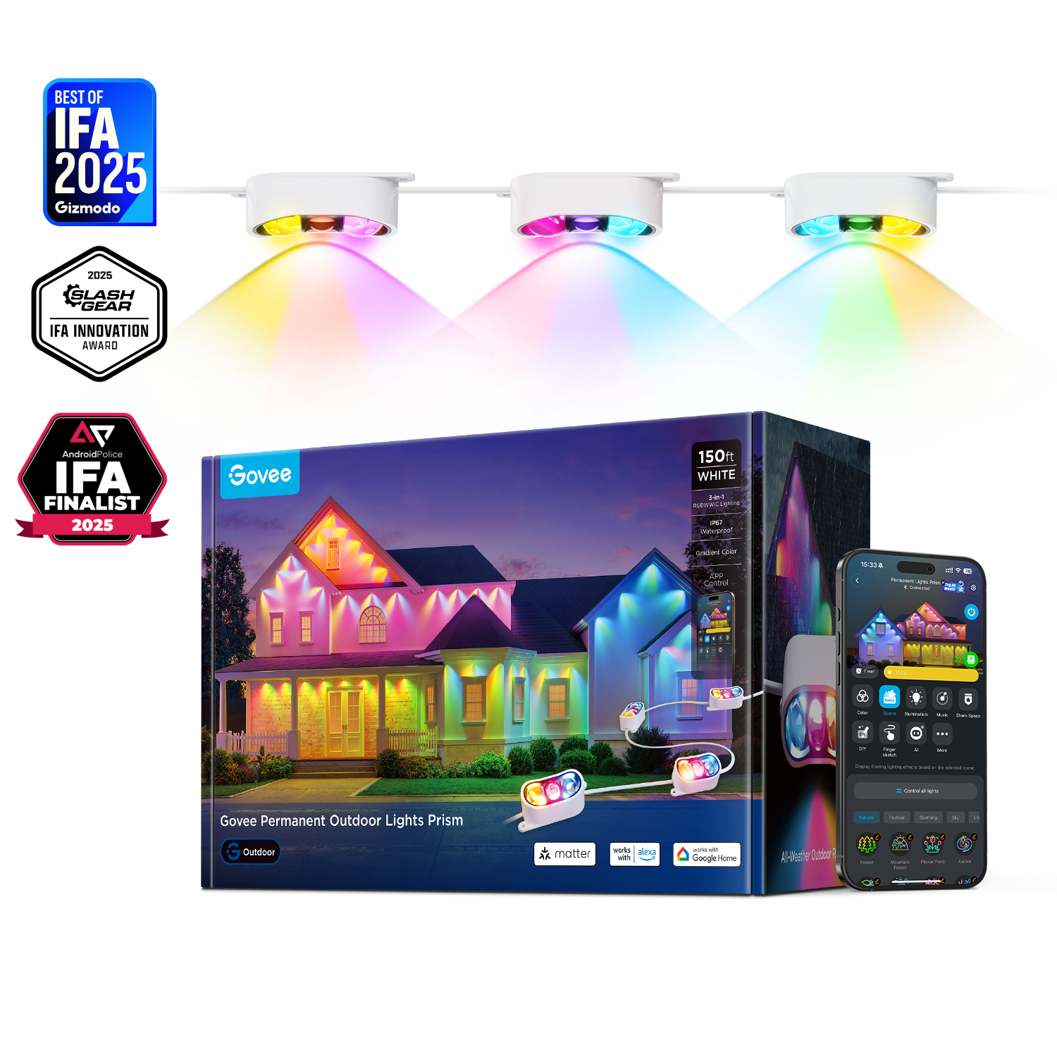 Govee Permanent Outdoor Lights Prism | 3 Colors in One Light - Image 10
