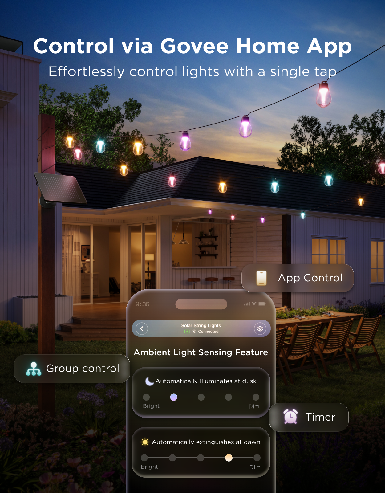Govee Outdoor Solar String Lights with Color-Changing Bulbs - Image 8