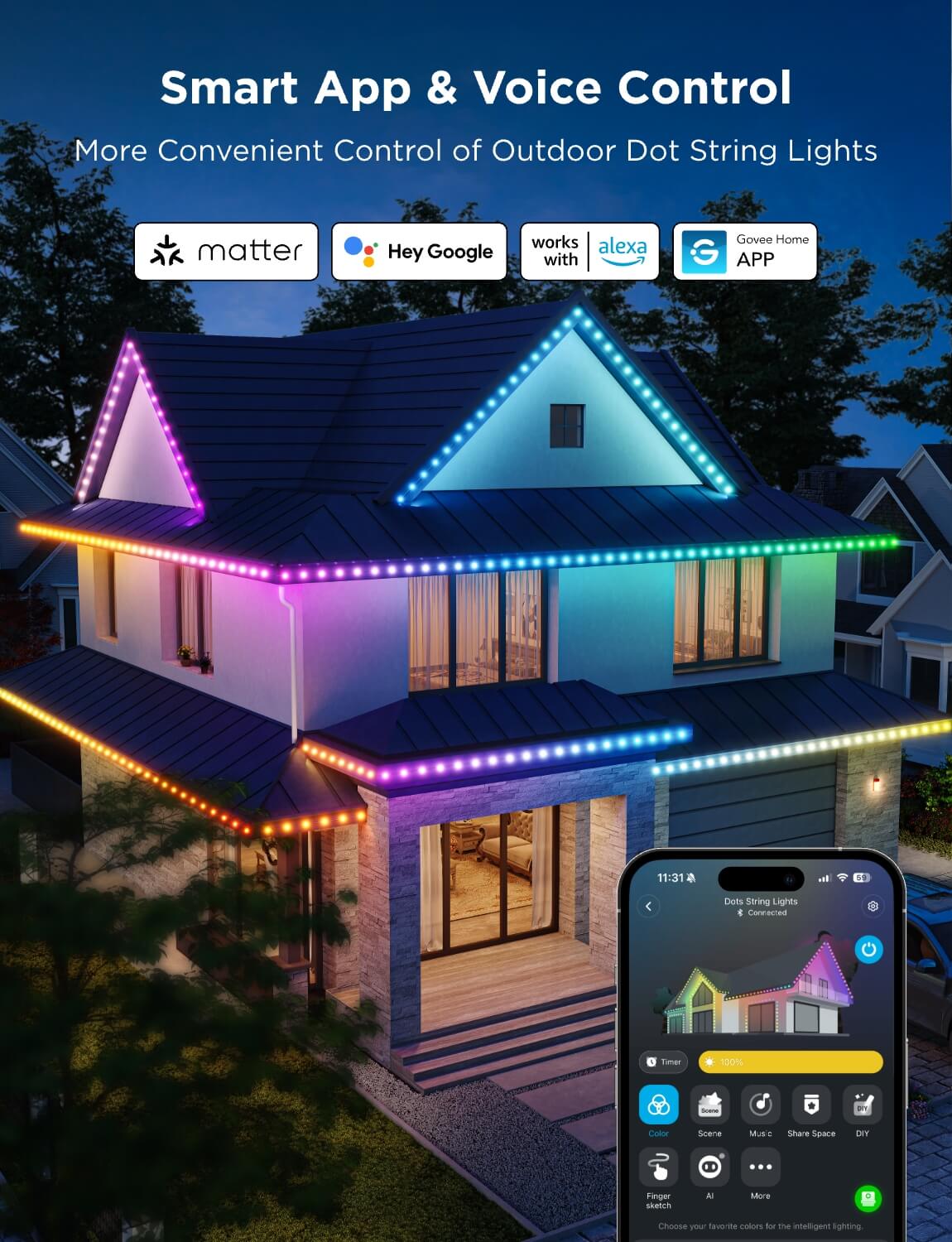 Govee Outdoor LED String Lights: Waterproof Patio Lights, 16M Colors - Image 8