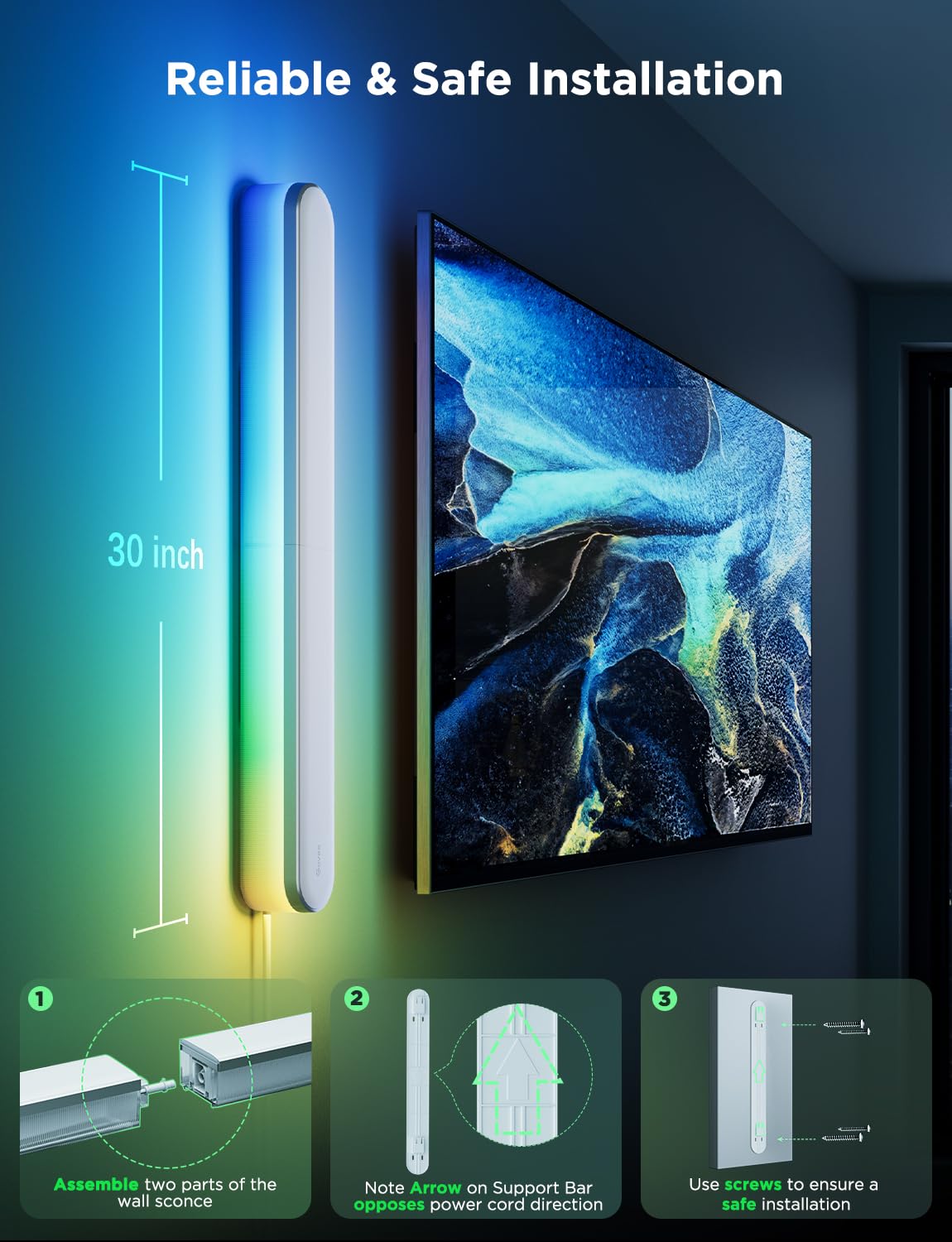 Govee LED Wall Light: Smart Wall Sconce for Ambient Room Lighting - Image 7